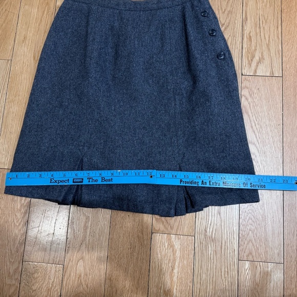 Charcoal Wool Skirt with Side Button Detail - Picture 11 of 14